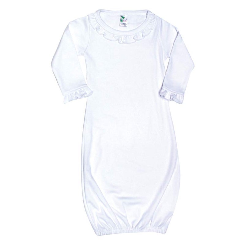 Laughing Giraffe Baby Blank Long Sleeve Ruffle-Trim Sleeper Gown White (0-3 Months -3807) - Image 1